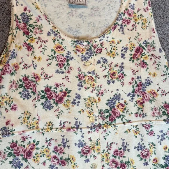 Erika Studio 90s Cottagecore Cream floral sleeveless Maxi Dress - Picture 6 of 7